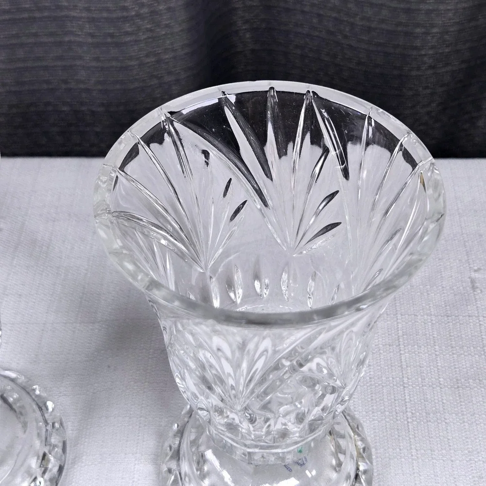 Royal Limited Crystal Hurricane Pair 2-Piece Votive Candle Holders Made in Japan